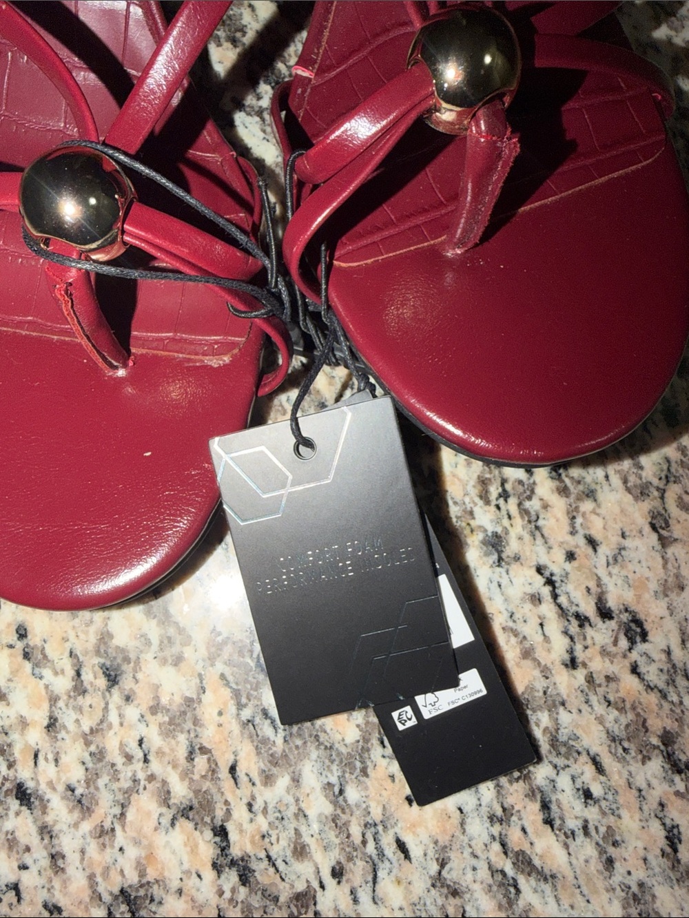 NYC Women's Burgundy Strappy Heeled Sandals with Gold Accent - Picture 3 of 11